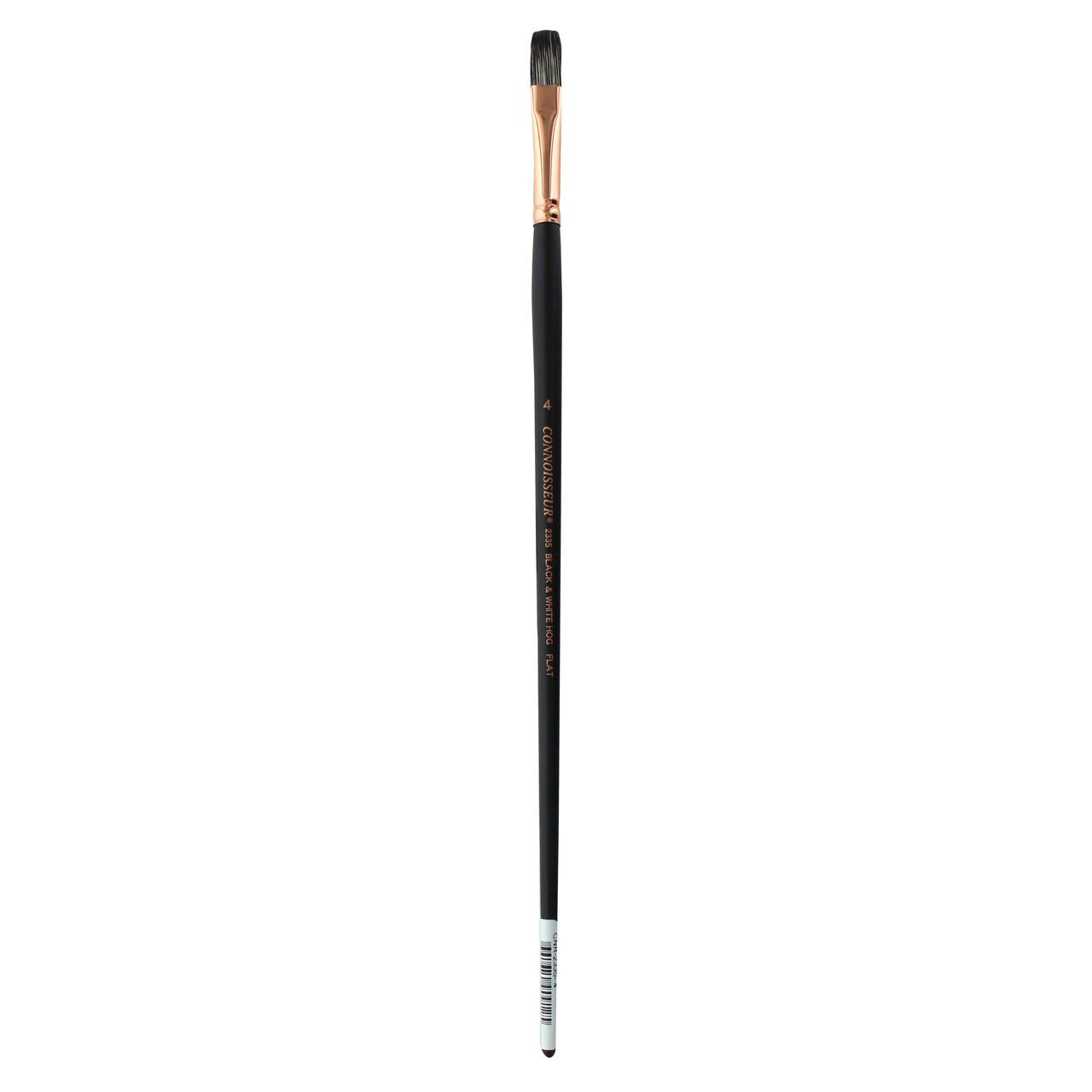 Connoisseur&#xAE; Black &#x26; White Hog Bristle Long Handle Flat Brush